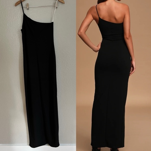 NWOT Keeper of My Heart Black One-Shoulder Maxi Dress - Picture 3 of 6